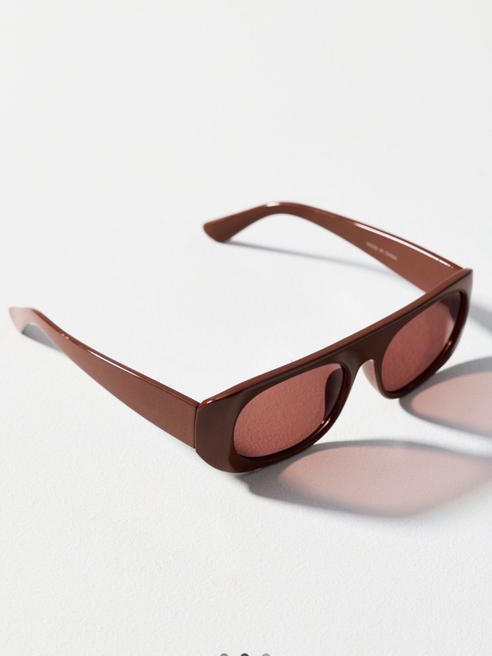 Anthropologie Flat Rectangle Sunglasses Elite Eyewear UV Polycarbonate New Mocha - Picture 2 of 11